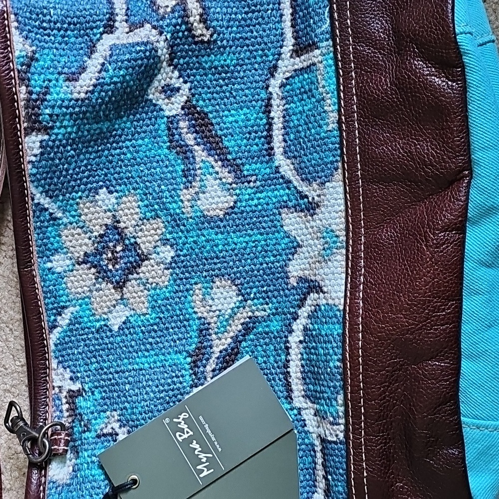 Myra Bag Blue and Brown Crossbody Bag - Picture 2 of 5